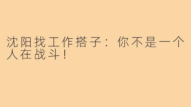 沈阳找工作搭子：你不是一个人在战斗！