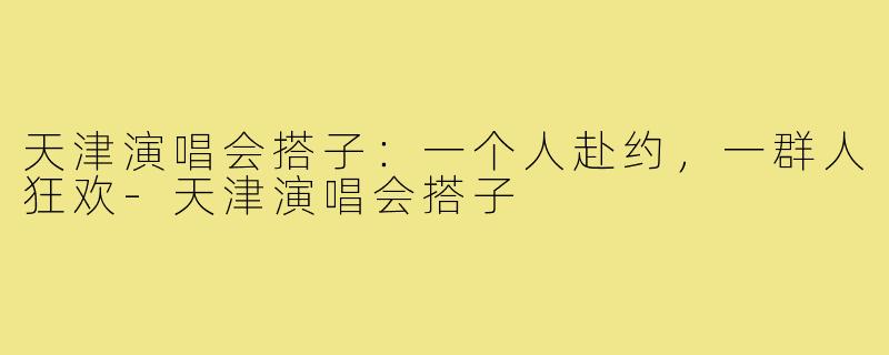 天津演唱会搭子:一个人赴约,一群人狂欢-天津演唱会搭子