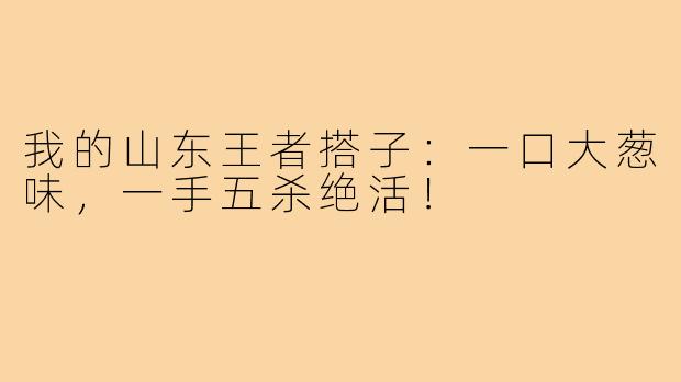 我的山东王者搭子：一口大葱味，一手五杀绝活！