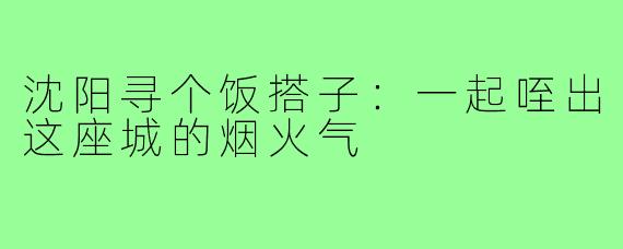 沈阳寻个饭搭子:一起咥出这座城的烟火气