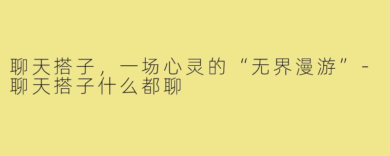 聊天搭子，一场心灵的“无界漫游”-聊天搭子什么都聊