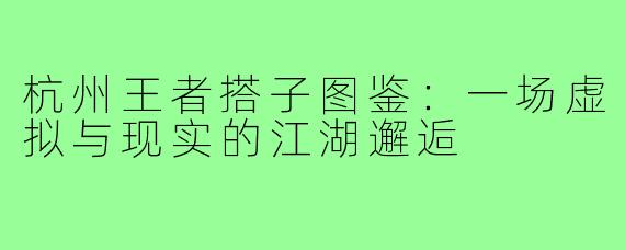 杭州王者搭子图鉴：一场虚拟与现实的江湖邂逅