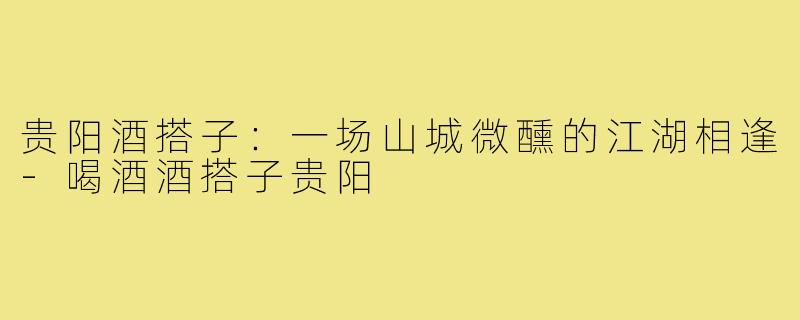贵阳酒搭子：一场山城微醺的江湖相逢-喝酒酒搭子贵阳