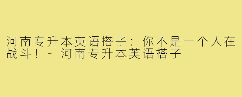 河南专升本英语搭子：你不是一个人在战斗！-河南专升本英语搭子