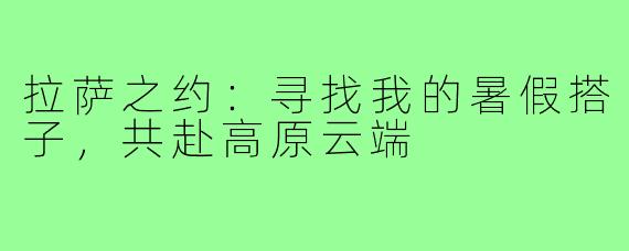 拉萨之约：寻找我的暑假搭子，共赴高原云端
