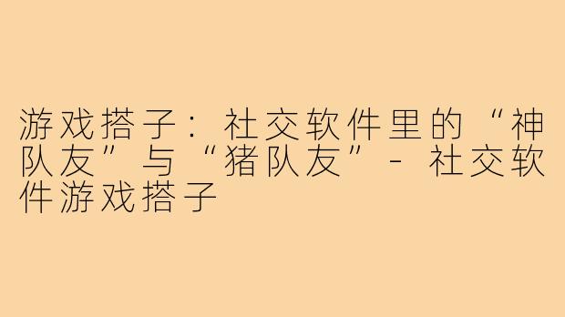 游戏搭子：社交软件里的“神队友”与“猪队友”-社交软件游戏搭子
