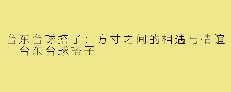 台东台球搭子：方寸之间的相遇与情谊-台东台球搭子