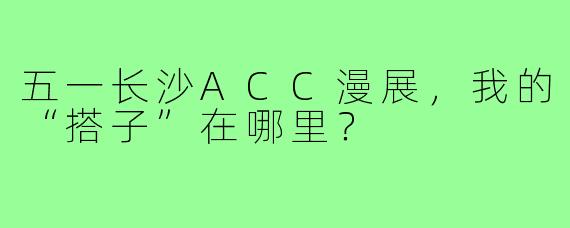 五一长沙ACC漫展，我的“搭子”在哪里？