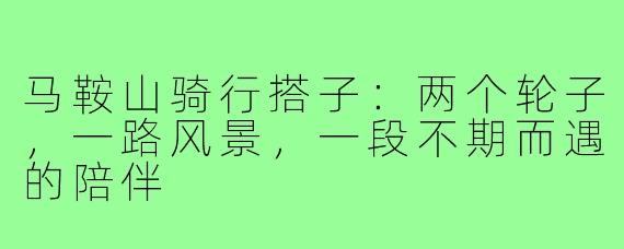 马鞍山骑行搭子：两个轮子，一路风景，一段不期而遇的陪伴