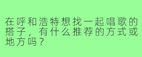 在呼和浩特想找一起唱歌的搭子，有什么推荐的方式或地方吗？
