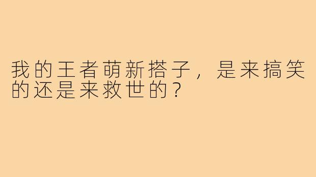 我的王者萌新搭子，是来搞笑的还是来救世的？