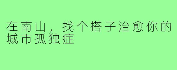 在南山，找个搭子治愈你的城市孤独症