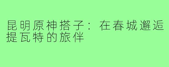 昆明原神搭子：在春城邂逅提瓦特的旅伴