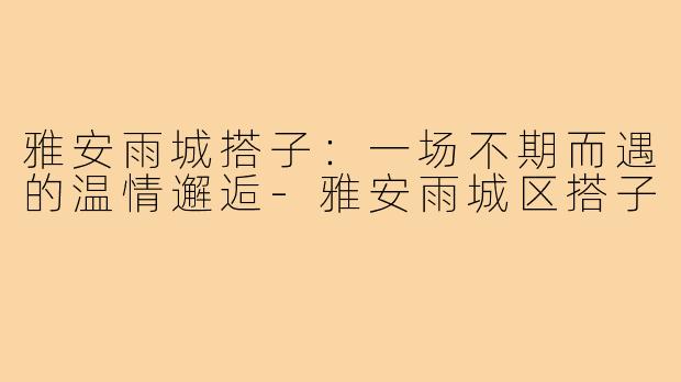 雅安雨城搭子：一场不期而遇的温情邂逅-雅安雨城区搭子