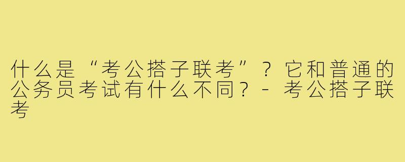 什么是“考公搭子联考”？它和普通的公务员考试有什么不同？-考公搭子联考