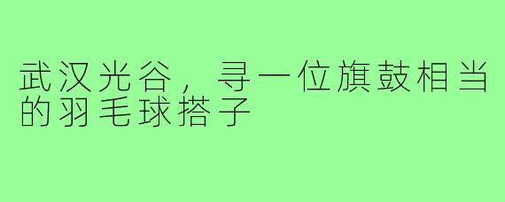 武汉光谷,寻一位旗鼓相当的羽毛球搭子