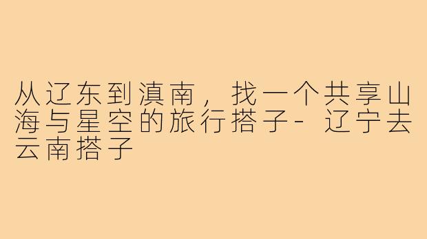 从辽东到滇南，找一个共享山海与星空的旅行搭子-辽宁去云南搭子