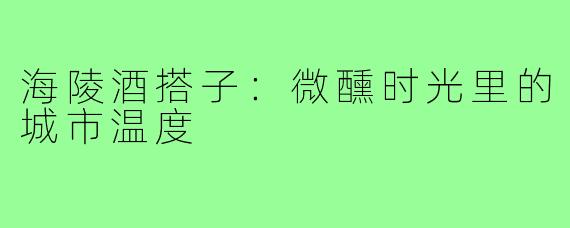 海陵酒搭子：微醺时光里的城市温度
