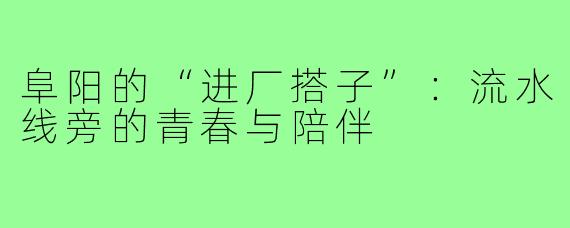 阜阳的“进厂搭子”:流水线旁的青春与陪伴