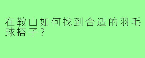 在鞍山如何找到合适的羽毛球搭子？