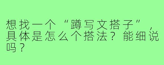 想找一个“蹲写文搭子”，具体是怎么个搭法？能细说吗？