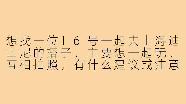 想找一位16号一起去上海迪士尼的搭子,主要想一起玩、互相拍照,有什么建议或注意事项吗?-上海迪士尼16号搭子