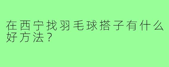 在西宁找羽毛球搭子有什么好方法?