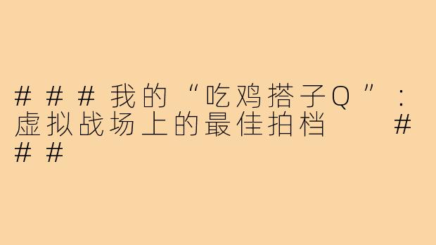 ###我的“吃鸡搭子Q”：虚拟战场上的最佳拍档

###