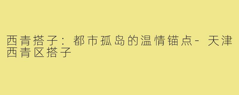 西青搭子：都市孤岛的温情锚点-天津西青区搭子
