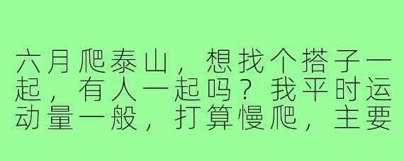 六月爬泰山，想找个搭子一起，有人一起吗？我平时运动量一般，打算慢爬，主要想看日出和感受氛围，希望找个节奏相似、互相照应的伙伴！