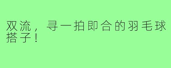 双流,寻一拍即合的羽毛球搭子!