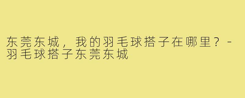 东莞东城，我的羽毛球搭子在哪里？-羽毛球搭子东莞东城