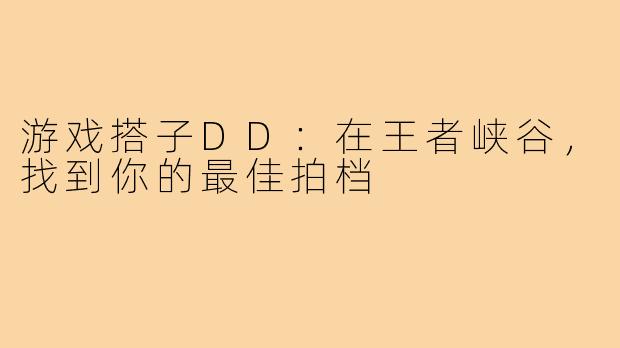 游戏搭子DD：在王者峡谷，找到你的最佳拍档