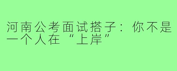 河南公考面试搭子：你不是一个人在“上岸”