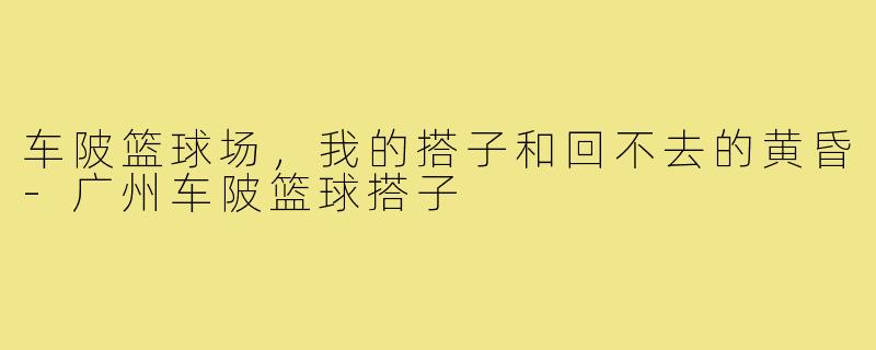 车陂篮球场，我的搭子和回不去的黄昏-广州车陂篮球搭子