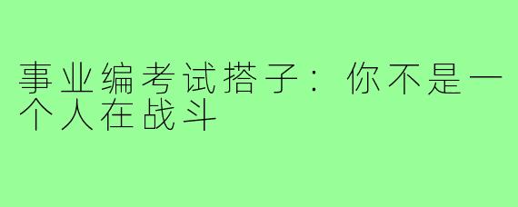 事业编考试搭子：你不是一个人在战斗