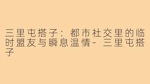 三里屯搭子：都市社交里的临时盟友与瞬息温情-三里屯搭子