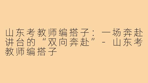 山东考教师编搭子：一场奔赴讲台的“双向奔赴”-山东考教师编搭子