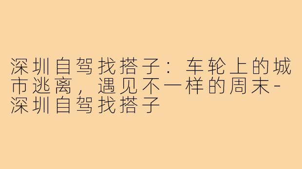 深圳自驾找搭子：车轮上的城市逃离，遇见不一样的周末-深圳自驾找搭子