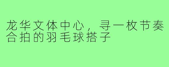 龙华文体中心，寻一枚节奏合拍的羽毛球搭子