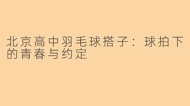 北京高中羽毛球搭子：球拍下的青春与约定