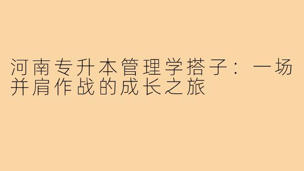 河南专升本管理学搭子:一场并肩作战的成长之旅