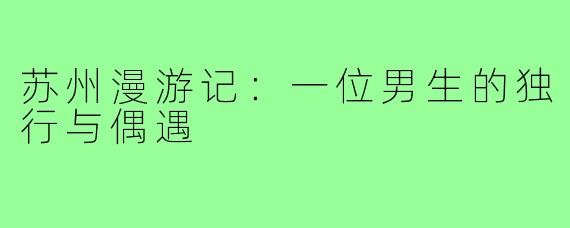 苏州漫游记:一位男生的独行与偶遇