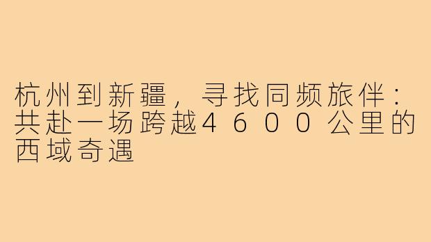 杭州到新疆,寻找同频旅伴:共赴一场跨越4600公里的西域奇遇