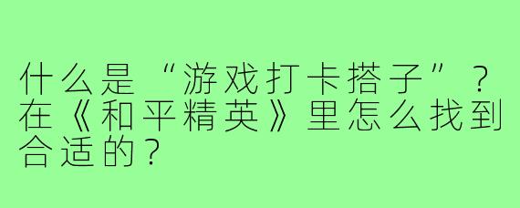 什么是“游戏打卡搭子”？在《和平精英》里怎么找到合适的？