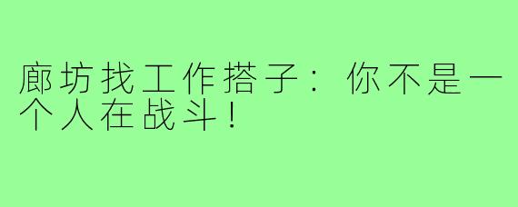 廊坊找工作搭子：你不是一个人在战斗！