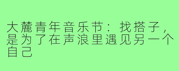 大麓青年音乐节：找搭子，是为了在声浪里遇见另一个自己