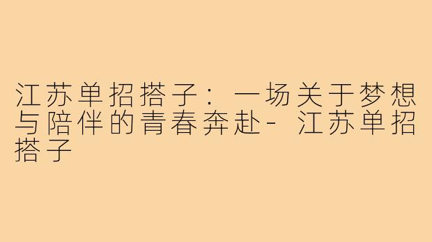 江苏单招搭子:一场关于梦想与陪伴的青春奔赴-江苏单招搭子