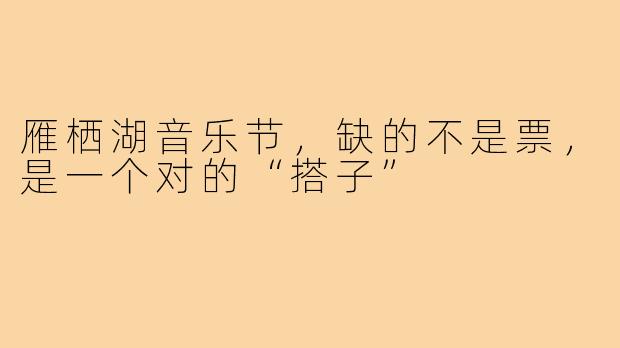 雁栖湖音乐节，缺的不是票，是一个对的“搭子”