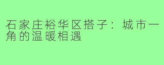 石家庄裕华区搭子：城市一角的温暖相遇